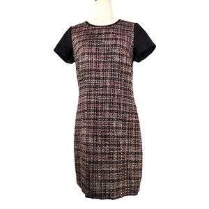 Banana Republic Tweed Shift Dress Womens Sz 6 Black Wool Blend Academia Classic